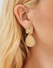 Textured Square Teardrop Earrings, , large