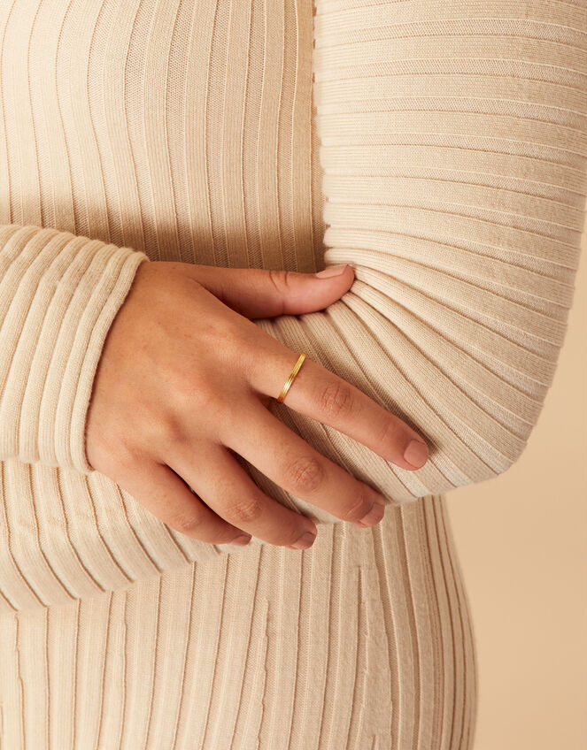 Gold Vermeil Triple Groove Ring, Gold (GOLD), large