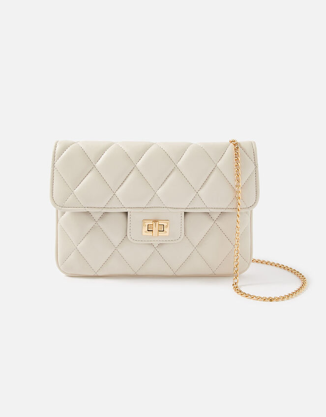 Quilted Clutch Bag, Cream (CREAM), large
