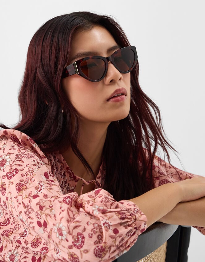 Acetate Tort Cat Eye Sunglasses, , large