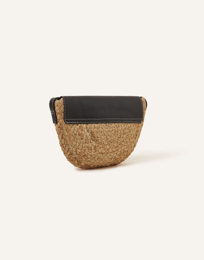 Contrast Flap Jute Cross-Body Bag, , large