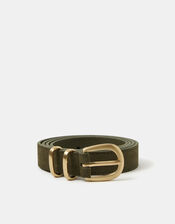 Buckle Suede Belt , Green (KHAKI), large