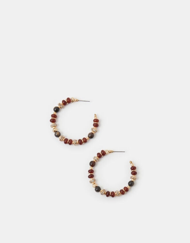 Mix Bead Hoop Earrings, , large