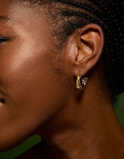 Stainless Steel Mixed Metal Twist Hoop Earrings, , large