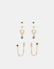 4-Pack Gemstone Stud & Hoop Earrings, , large