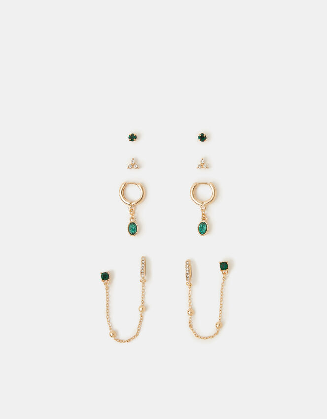 4-Pack Gemstone Stud & Hoop Earrings, , large
