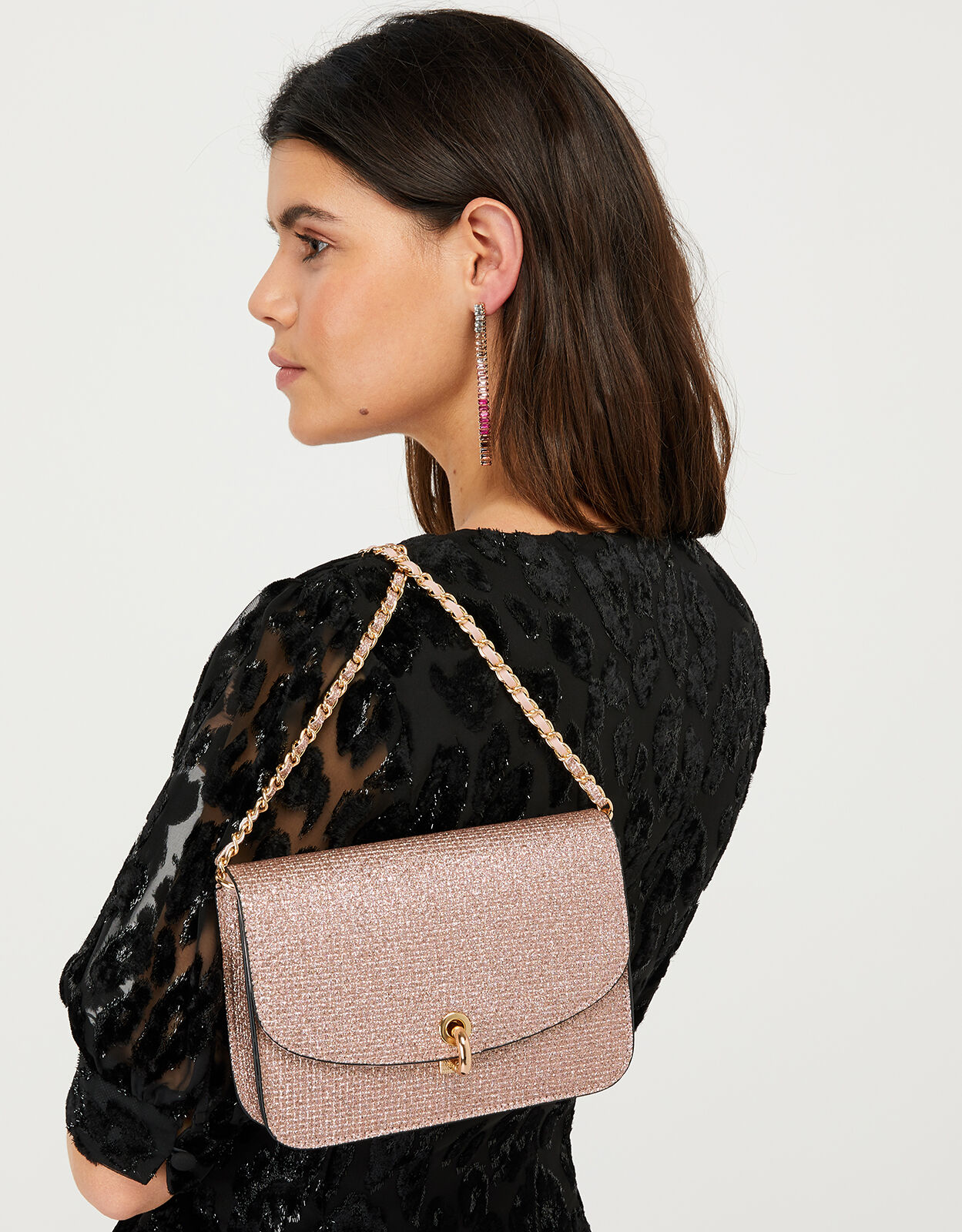 Large rose gold clutch best sale bag