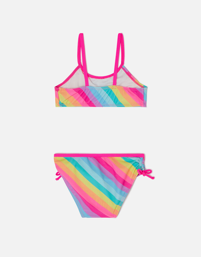 Girls Rainbow Stripe Bikini Set, Multi (BRIGHTS-MULTI), large