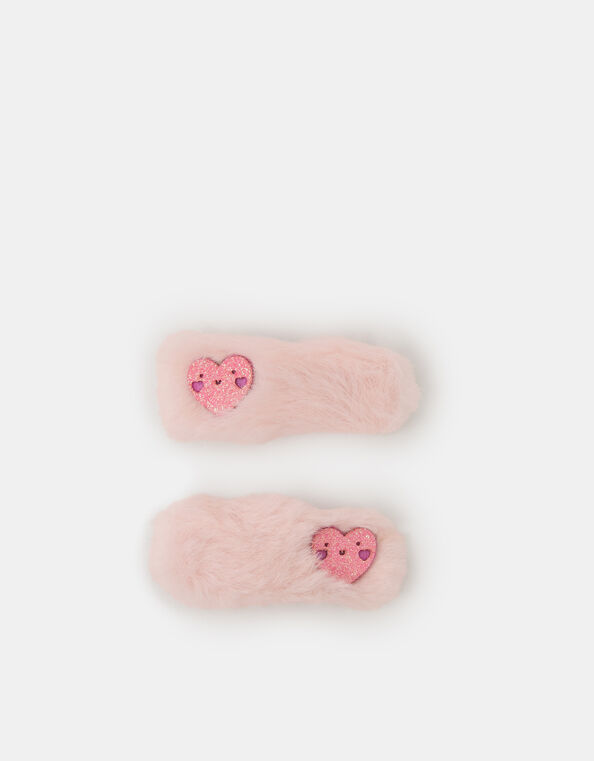 2-Pack Girls Heart Fluffy Hair Clips, , large