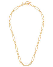 Gold-Plated Fancy Link Chain Necklace, , large