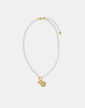 14ct Gold-Plated Mother Of Pearl Sun Bead Necklace, , large