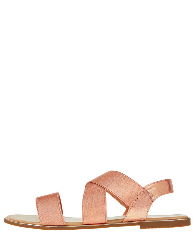 Elasticated Strap Sandals, Gold (ROSE GOLD), large