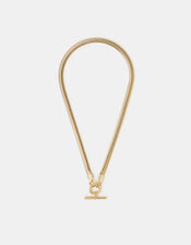 14ct Gold-Plated Snake Chain T-Bar Necklace, , large