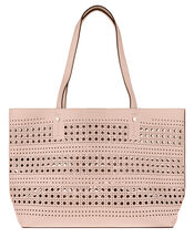 Perforated Shopper with Detachable Zip Pouch, Nude (NUDE), large