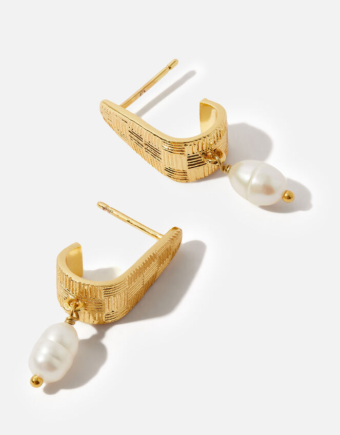 14ct Gold-Plated Grecian Pearl Drop Earrings, , large