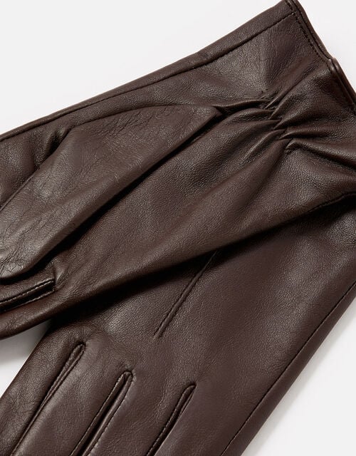 Luxe Leather Gloves, Brown (CHOCOLATE), large