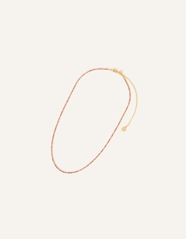 14ct Gold-Plated Tennis Necklace, , large