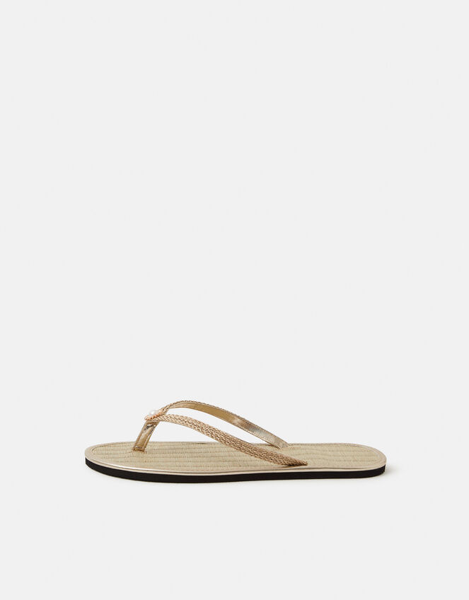Sun Seagrass Flip Flops, Gold (GOLD), large