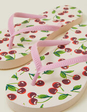 Cherry Print Flip Flops, Red (RED), large
