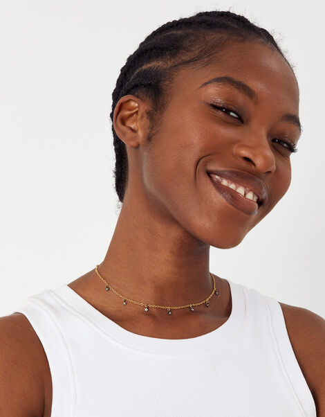 14ct Gold-Plated Black Rhodium Star Necklace, , large