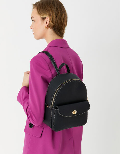 Mini Zip Around Backpack Black, Black (BLACK), large