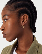 14ct Gold-Plated Birthstone Triangle Hoop Earring , Gold (GOLD), large