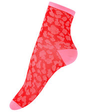 Slinky Leopard Socks, Red (RED), large
