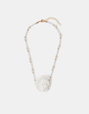 Girls Corsage Rose Pearl Necklace, , large