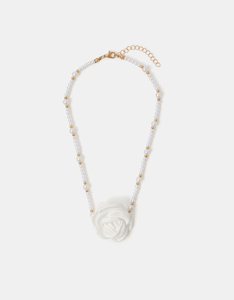 Girls Corsage Rose Pearl Necklace, , large