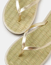 Plain Seagrass Flip Flops, Gold (GOLD), large
