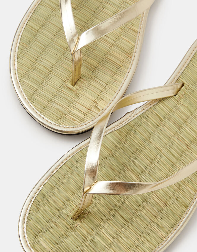 Plain Seagrass Flip Flops, Gold (GOLD), large