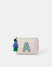 Initial Beaded Make Up Bag, Natural (NATURAL), large