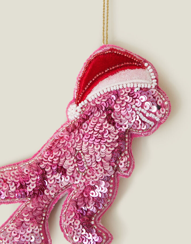 Santa Dinosaur Christmas Tree Decoration, Pink (PINK), large