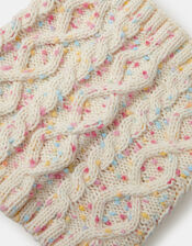 Girls Cable Knit Snood, Ivory (IVORY), large