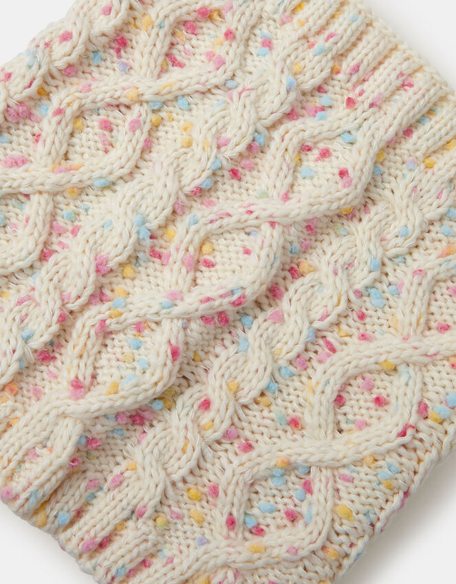 Girls Cable Knit Snood, Ivory (IVORY), large