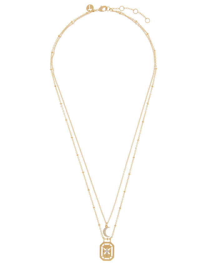 Gold-Plated Celestial Pendant Necklace, , large