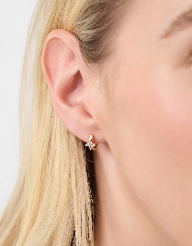 4-Pack 14ct Gold-Plated Stud & Huggie Hoop Earrings, , large