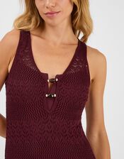 Sleeveless Knitted Maxi Dress, Red (BURGUNDY), large