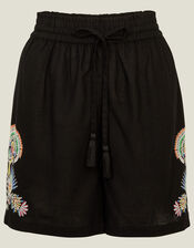Embroidered Shorts, Black (BLACK), large