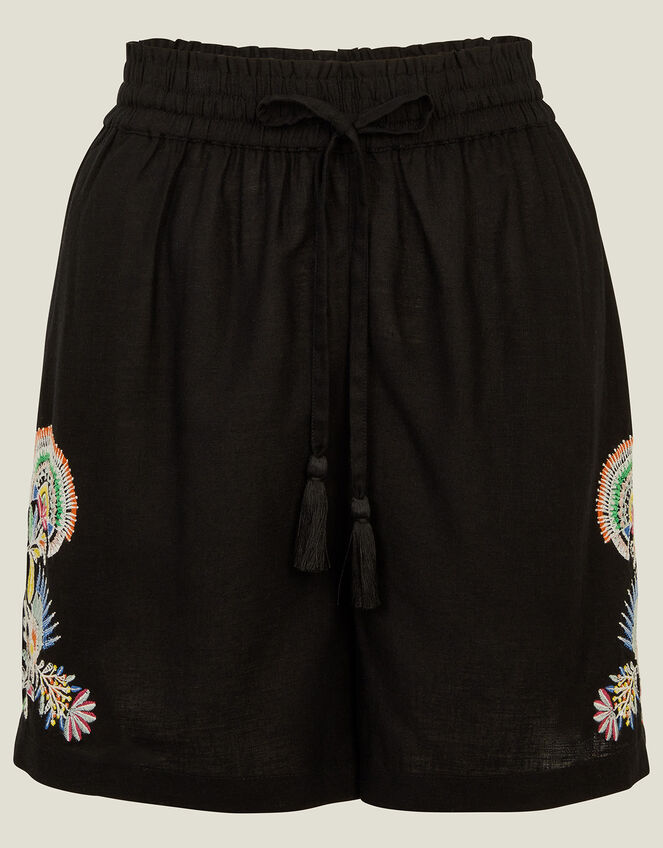 Embroidered Shorts, Black (BLACK), large