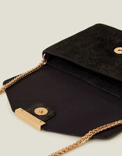 Leather Envelope Clutch Bag, Black (BLACK), large