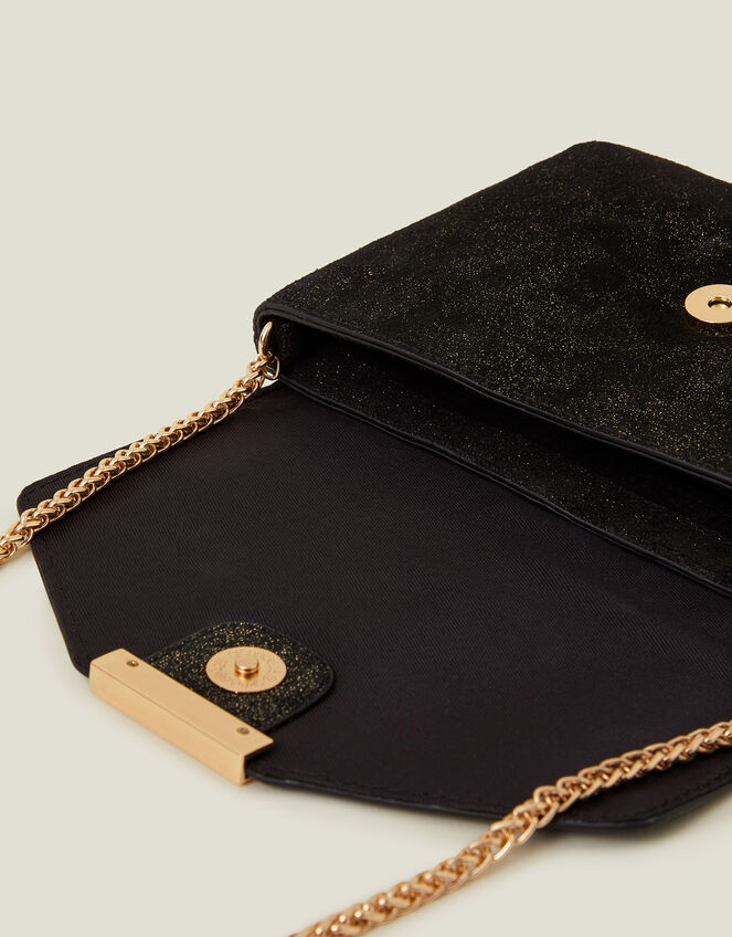 Leather Envelope Clutch Bag, Black (BLACK), large