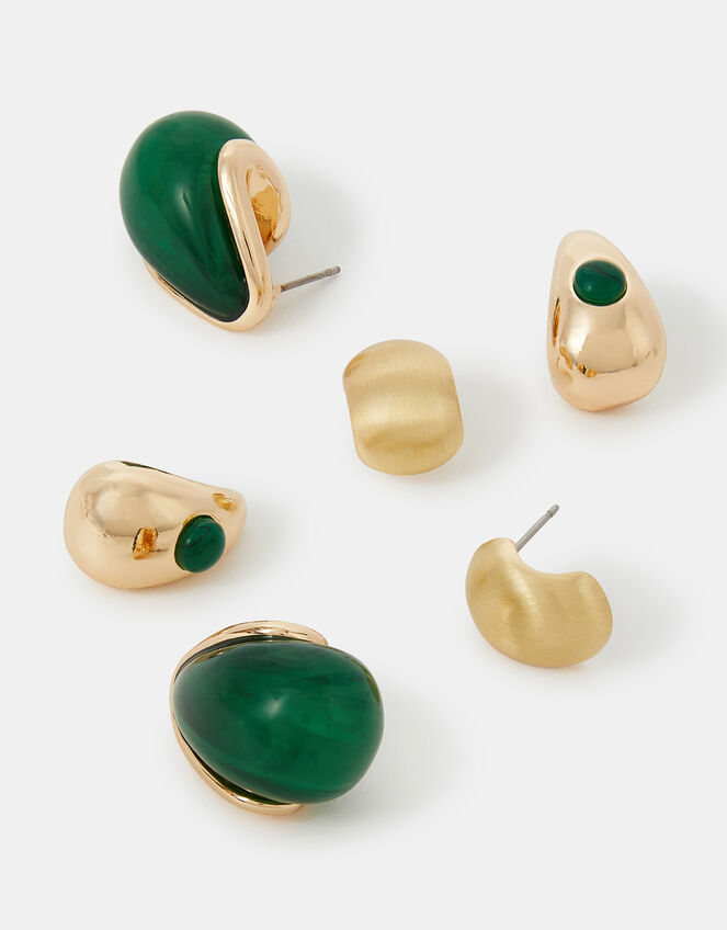 3-Pack Curve Drop Earrings Green, , large
