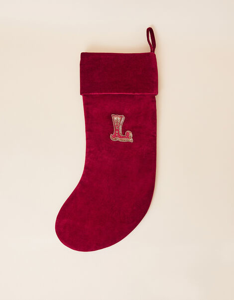 Embroidered Initial L Stocking, , large