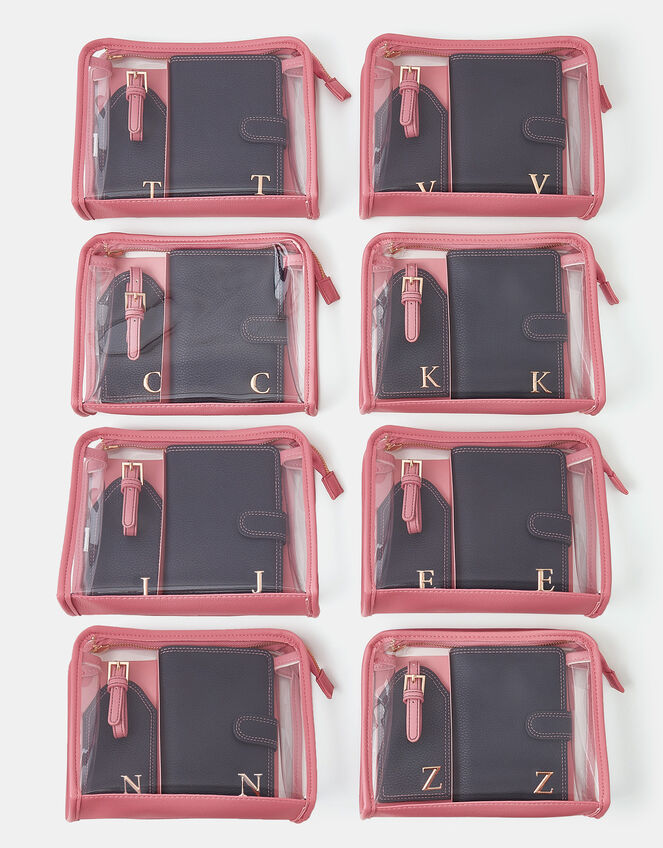 Initial Passport Holder & Luggage Tag, Blue (NAVY), large