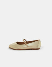 Metallic Strap Ballet Flats, Gold (GOLD), large