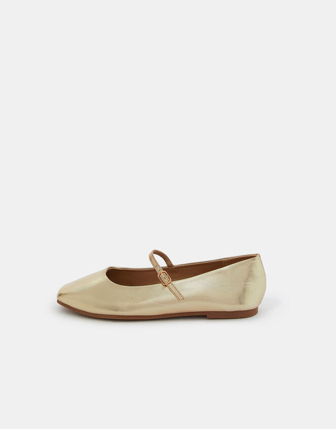 Metallic Strap Ballet Flats, Gold (GOLD), large