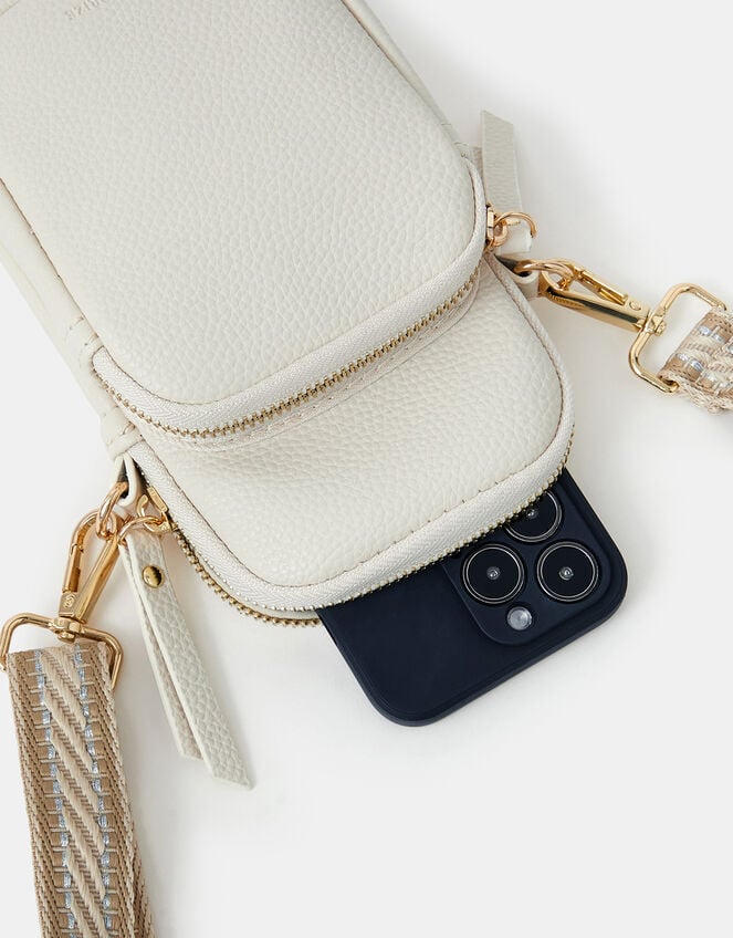 Webbing Strap Phone Bag, Cream (CREAM), large