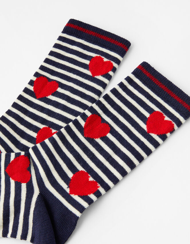 Nautical Stripe Heart Socks, , large
