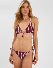 Tie Dye Tie Side Bikini Bottoms, Red (BURGUNDY), large